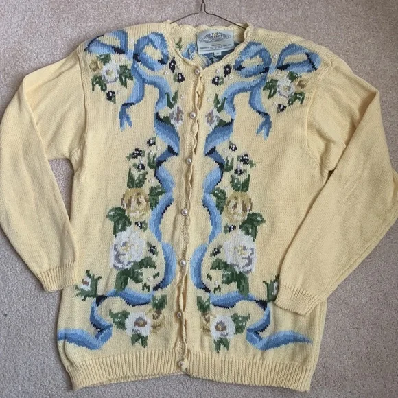 Pull Femme Susan Bristol Brodé Main - Taille M - Occasion Très Bon état